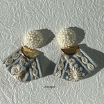 インド刺繍リボンのピアス・イヤリング(ライトブルー)