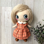  着せ替え〈単品〉丸襟ギャザーワンピースෆ̈ ハッピードール　イーマリーෆ̈ オレンジチェック柄　レトロ