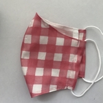 ［SALE］2way夏マスク&カバー（L）濃いピンクチェック＊ハンドメイドマスク&カバー