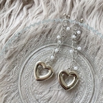 ℕ𝔼𝕎❤︎シルバーチェーンパール×ぷっくりハートピアス/イヤリング＊P201012