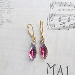 Fuschia×Blue×ヴィンテージスワロ　ピアス　イヤリング