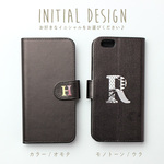 イニシャル カラー iPhoneケース手帳型(iPhone 8/X/8plus/7/7plus/6s/6/6splus/6plus/SE/5s/5c/5)