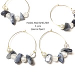 【NEW】４pcs(2pair)★pierce shell monotone  slimhoop（ステンレス フープピアス）