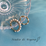 【イヤーカフ】　ホワイト　スワロフスキー　クリスタル　パール　