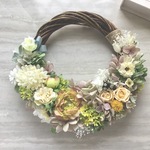 Cream rose × Ranunculus * wreath * リース　ギフト　母の日