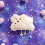 お星さまキラキラ*くもうさぎブローチ(ピンク)