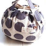 【内ポケット付き】▼Colon巾着bag (大size)▼北欧テイスト／modern Dot(ナチュラル×グレー)   