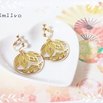 和風・手毬＊Yellow（イヤリング）