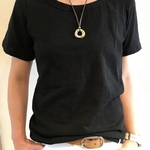 SALE❤️デコルテ美人な大人のTシャツ＊100%コットン＊肌触り抜群＊ブラック＊柔らかコットン