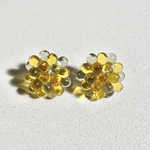 【SALE】つぶつぶお花のピアス【オレンジグレー】