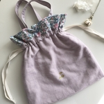 やわらか巾着バッグ　ダブルガーゼ×リバティ　💐ベッツィ