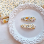 【イエロー系】リバティ風ぱっちんピン　リバティ　花柄　ヘアピン　ヘアクリップ　ぱっちん留め
