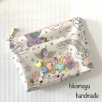 ユニコーン柄＊シャカシャカ移動ポケット(ファスナー＊ピンク)