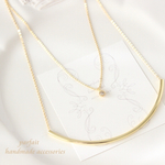 *ロングチューブ＆キュービックジルコニア2連ネックレス*