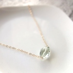 【受注生産】天然石のネックレス◆グリーンアメジスト高品質AAA　タンブルカット◆一粒ペンダント　14KGF