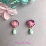 パープルとミントのピアス／イヤリング