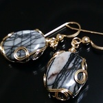 K14GF*ゼブラジャスパーラッピングピアス