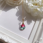 【おひとりマルシェ対象作品】グリーン＆レッド雫ネックレス