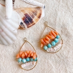 海のピアス/珊瑚/ターコイズ/シェルピアス