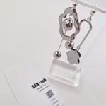 #190     再再再再販♡    クリア　グレー　シルバー　メタル　ボール　アシンメトリー　ピアス　イヤリング　💍