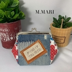 デニムがま口ポーチ がま口財布 ハンドメイド 