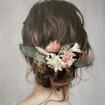《新作》ドライフラワー ヘッドパーツ 髪飾り ヘアアクセサリー 和装 ブライダル かすみ草 白 ピンク ゴールド