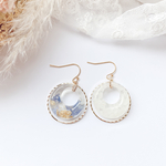 (金具選択)アシメトリー　blue flower × rice ring　あきたこまち