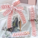 フリルレースリボン ベビーピンク