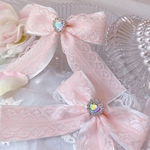 【定形外送料無料】【選べるセンターパーツ】量産型♡リボンヘアクリップ 白×ピンクレース