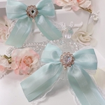 量産型♡リボンヘアクリップ シャーベットミント×ホワイトレース