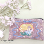 スズランとお昼寝の天使　手刺繍ポーチ