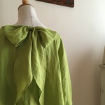 ベルギーLibeco社リネンPIで作った後リボンゆったりプルオーバー