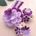 ≪つまみ細工≫コーム髪飾り＊紫＊ 結婚式・成人式・七五三・卒業式       