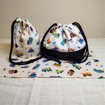 車柄ランチセット③（お弁当袋＆コップ袋＆ランチマット）