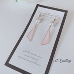 ゆらゆら揺れる💕パステル三角イヤリング　ピンク　ノンホールピアス