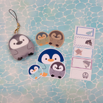 ペンギン(グレー)マスコット&シールセット A