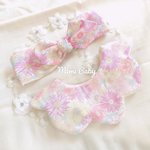 期間限定！再販!pink F flowerのベビースタイ、ベビーバンドセット♡