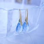 Swarovski アクアマリンブルー シンプルフックピアス