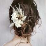 《再販》ドライフラワー ヘッドパーツ 髪飾り ヘアアクセサリー 結婚式 和装 ブライダル パンパスグラス ゴールド