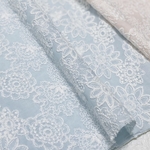 【New🍀ライトブルー】コットン立体豪華刺繍レース生地