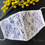 2way不織布マスクを挟めるﾏｽｸｶﾊﾞｰ・おしゃれレースマスク(白)・ノーズワイヤー入り・３層構造