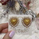 #2883 パール囲みのハートピアス/イヤリング