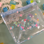 今だけお試し価格　クリア☆オーロララメ☆ゆめかわシャカシャカ移動ポケット　水色
