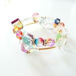 虹色🌈キューブ２連コイルブレスレット　