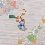 [蓄光]海を閉じ込めた瓶と水玉クジラ キーホルダー＊