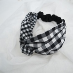 ヘアターバン (結び) ☆ ギンガムチェック モノトーン