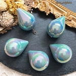 New❤︎【6pcs】オーロラエメラルドグリーン❤︎オーロラドロップビーズ
