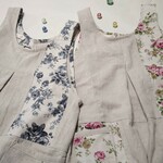 【丈が短め】ハーフリネンエプロン🌹薔薇🌹