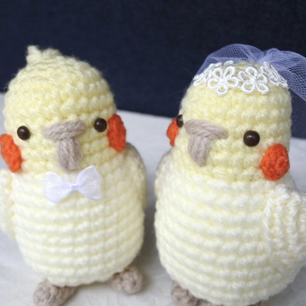 専用！ あみぐるみ オカメインコ ウェディングバージョン 他1点 オカメインコのウェルカムドール⭐︎ ウェディングドール オカメインコ