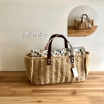 麻紐横長バッグ（リバティ生地+生成り麻生地）